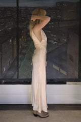Vintage 1930s Peach Satin Slip Dress by Lauren Owen of Texas