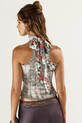 Luna Del Pinal Stretch Weave Halter Top