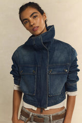 We The Free Heart Land Cozy Denim Cropped Jacket