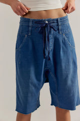 We The Free Sage Denim Harem Shorts