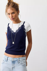 Lace Cashmere Tank Top
