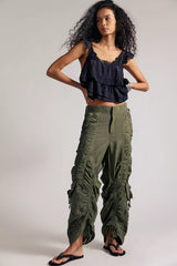 We The Free Scorpio Shirred Mid-Rise Cargo Pants