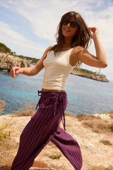 Sun Dazed Cotton-Linen Striped Pants