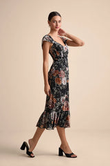 Composed Beauty Blush Pink Burnout Velvet Floral Midi Dress