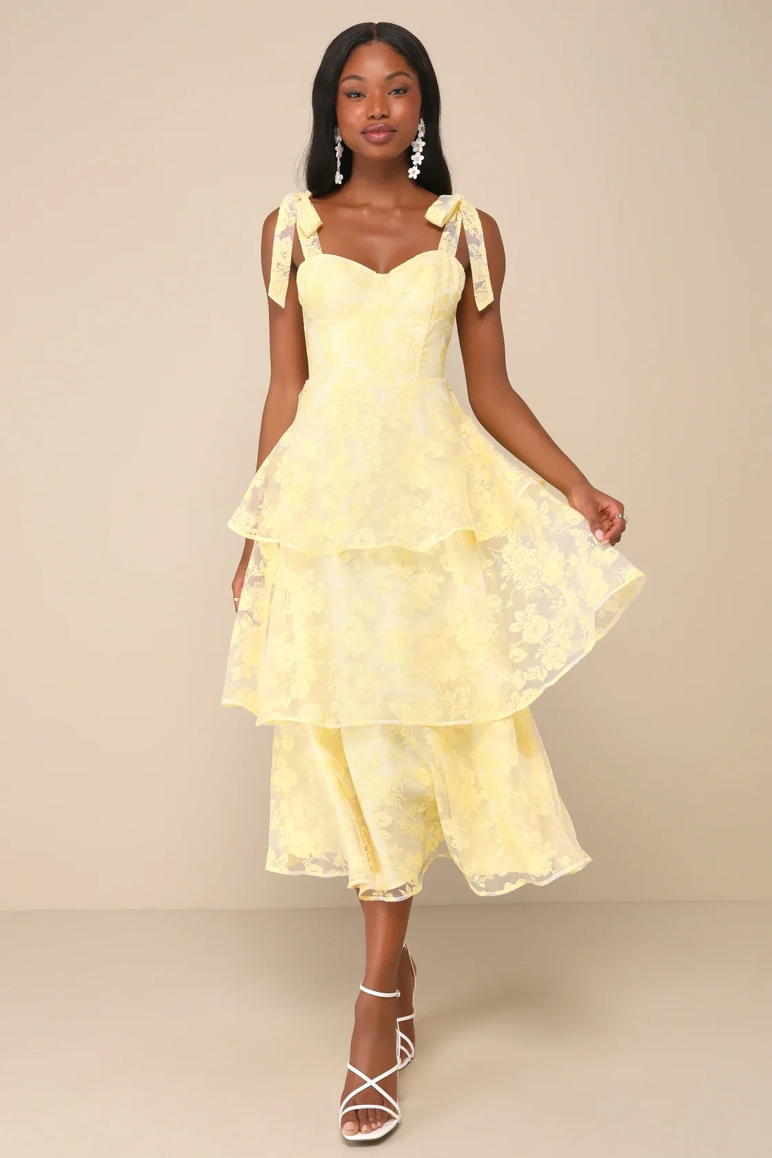 Glamorous Sweetie Sage Burnout Tie-Strap Bustier Midi Dress