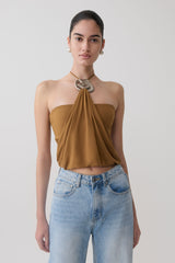 Sade Halter Top With Hardware - Caramel