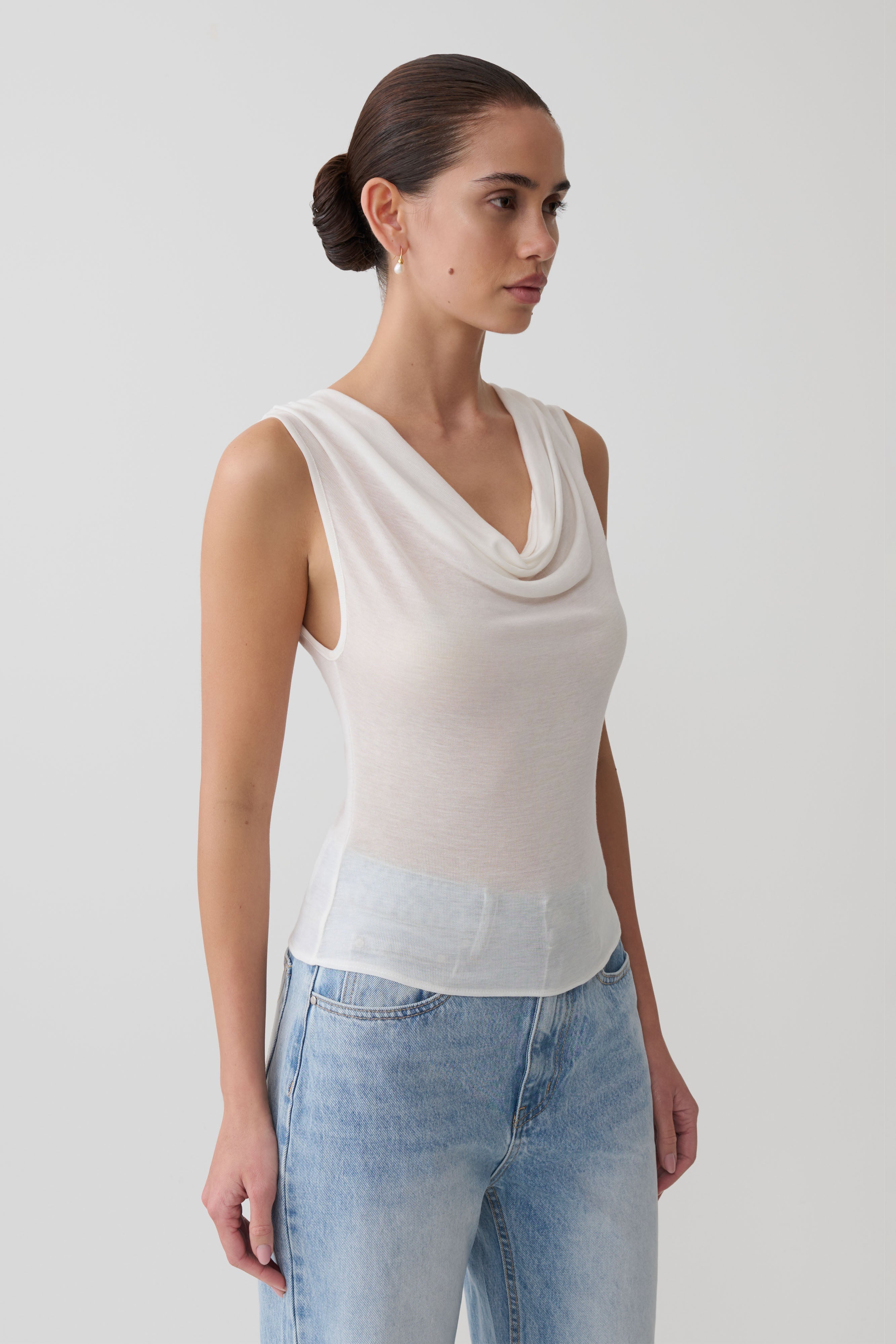 Ciaran Sleeveless Sheer Top - Ivory