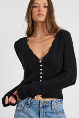 Callisto Cream Cable Knit Button-Front Cardigan