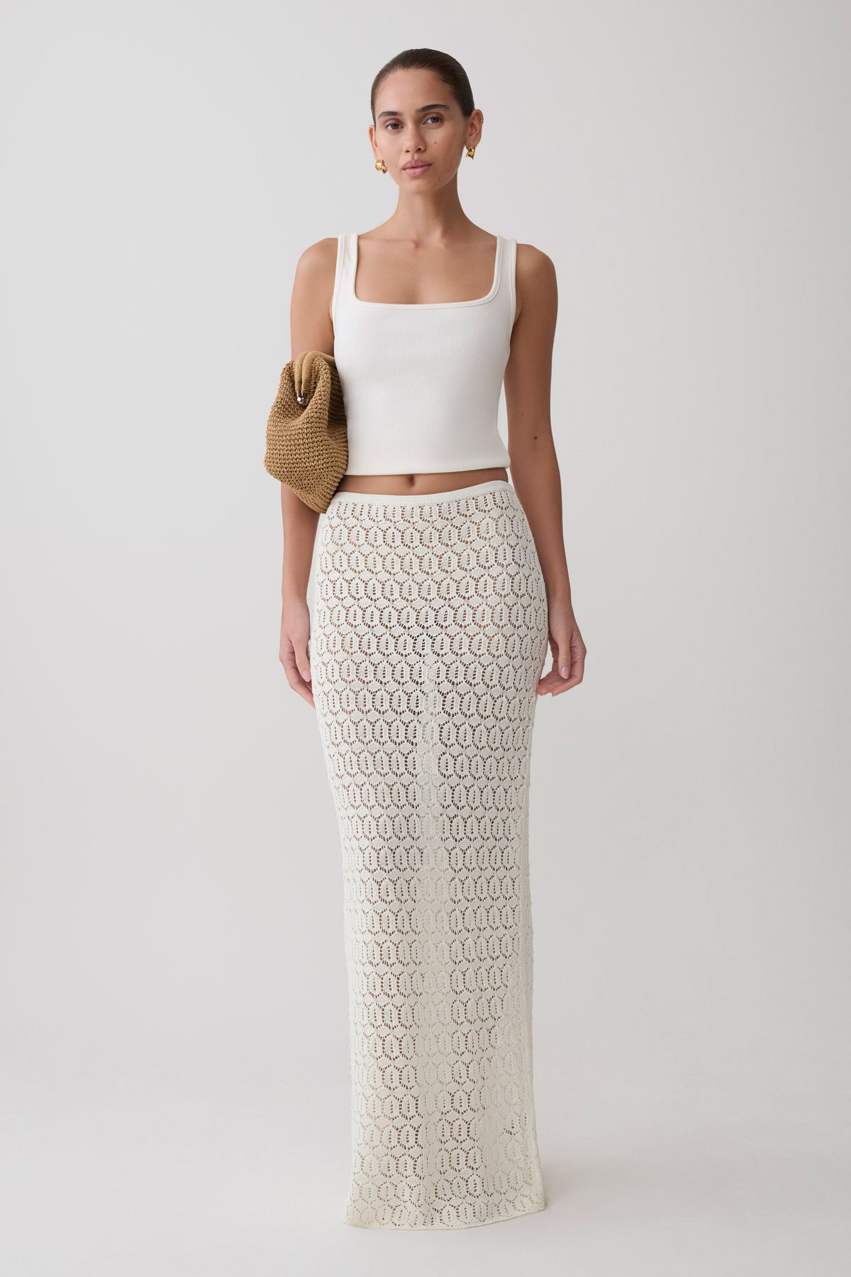Courtney Crochet Knit Maxi Skirt - Ivory