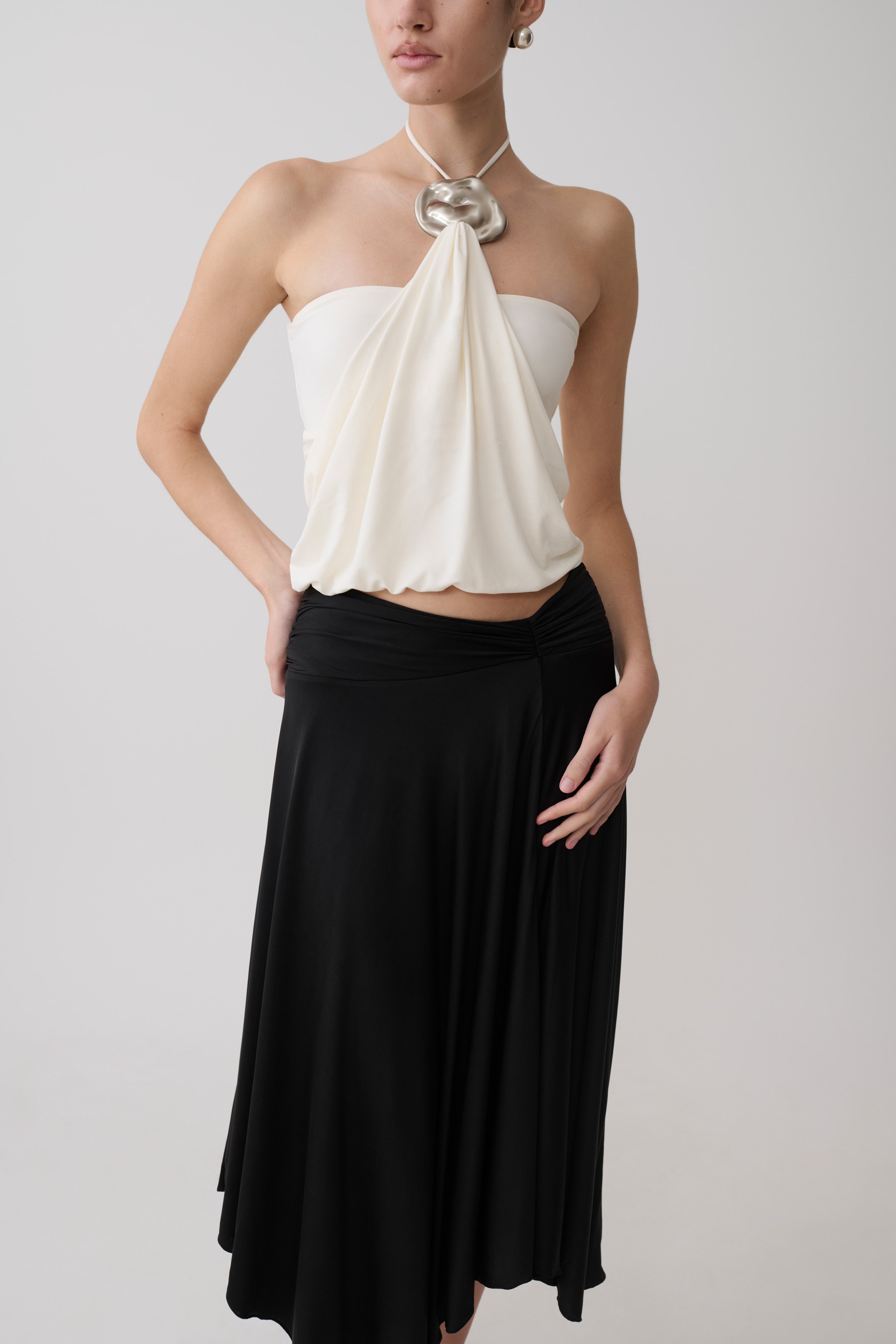 Sade Halter Top With Hardware - Ivory