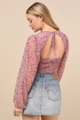Feeling So Cute Dark Green Mesh Balloon Sleeve Crop Top