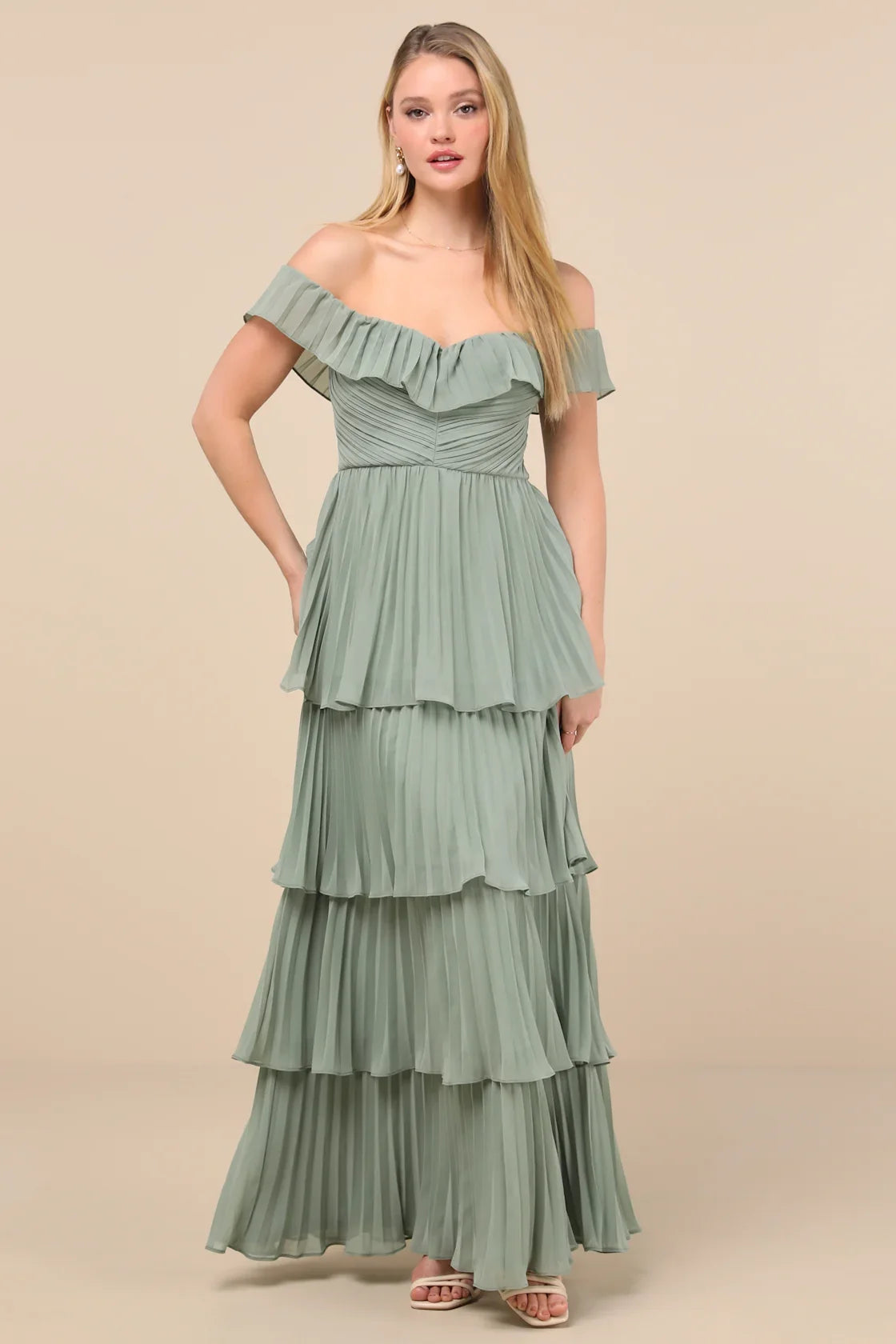 Always Remarkable Black Pleated Off-the-Shoulder Maxi Dress