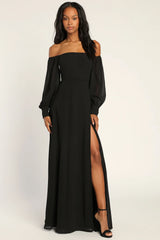 Feel the Romance Emerald Green Off-the-Shoulder Maxi Dress