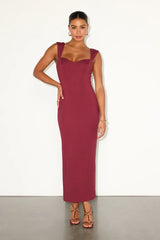 Samai Red Cap Sleeve Bodycon Midi Dress