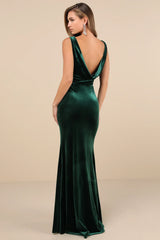 Ravishing Poise Burgundy Velvet Cowl Back Sleeveless Maxi Dress