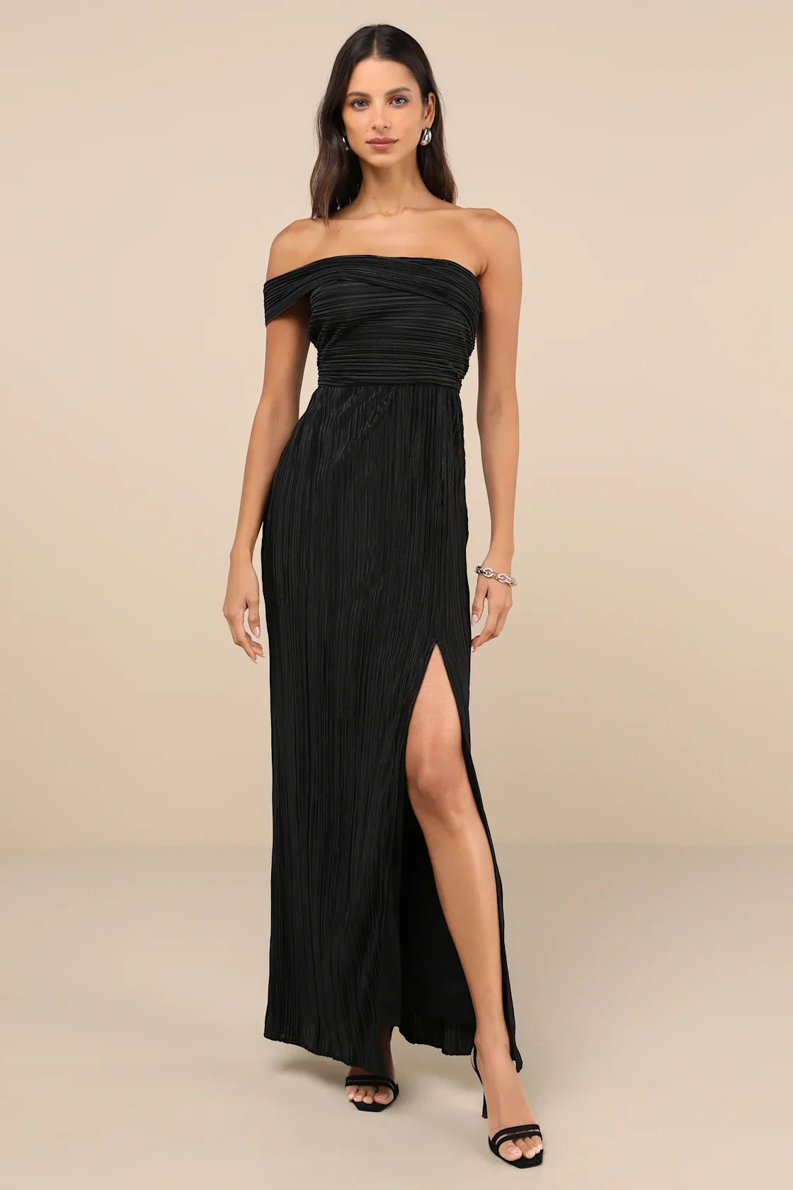 Poised Performance Chartreuse Plisse One-Shoulder Maxi Dress