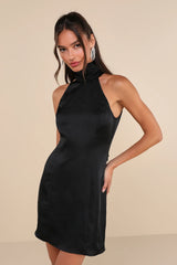 Infinite Admiration White Satin Halter Mini Dress