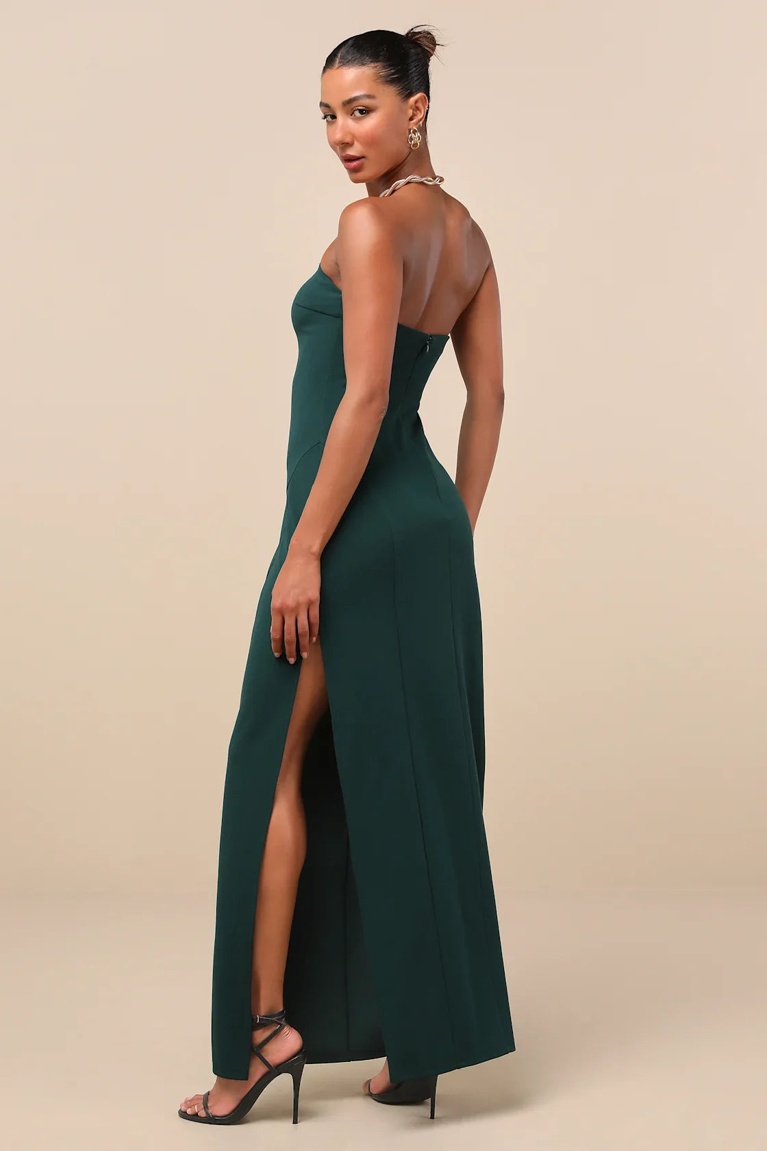 Famous Icon Black Strapless Column Maxi Dress