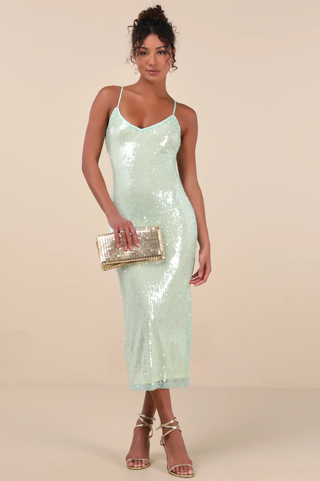 Cahya White Sequin Tie-Back Midi Dress