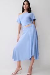 Luu Slinky Midi Skirt - Sea Blue