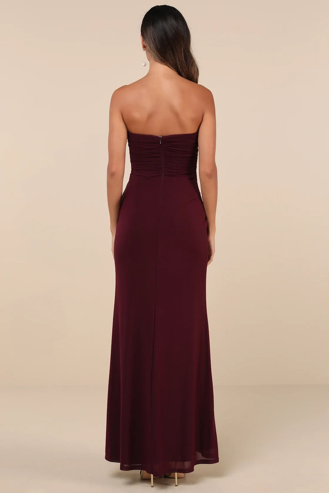 Epitome of Allure Emerald Green Strapless Ruched Tulip Maxi Dres