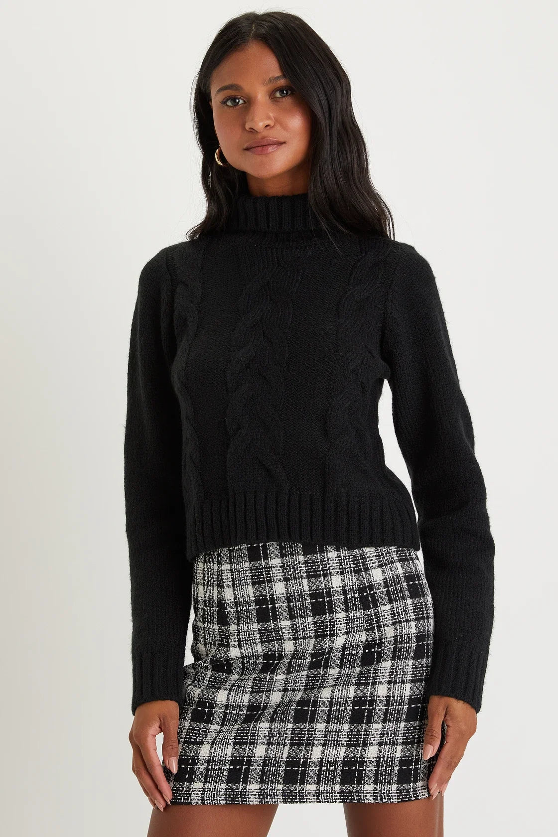 Snuggly Touch Burgundy Cable Knit Turtleneck Sweater