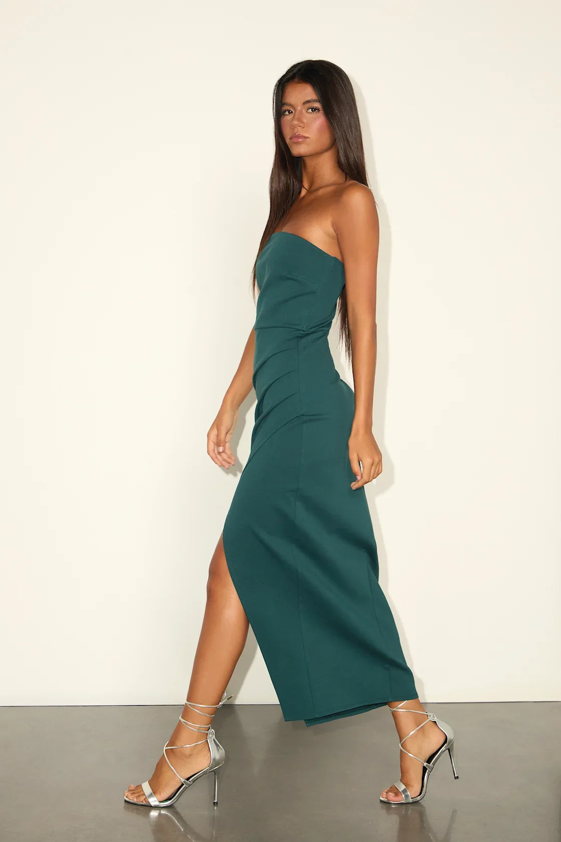 Farah Hot Pink Strapless Tulip Midi Dress