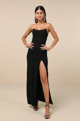 Sensational Beauty Dark Magenta Strapless Maxi Dress