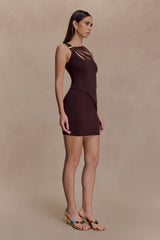 Brock Knit Cut Out Mini Skirt - Dark Chocolate