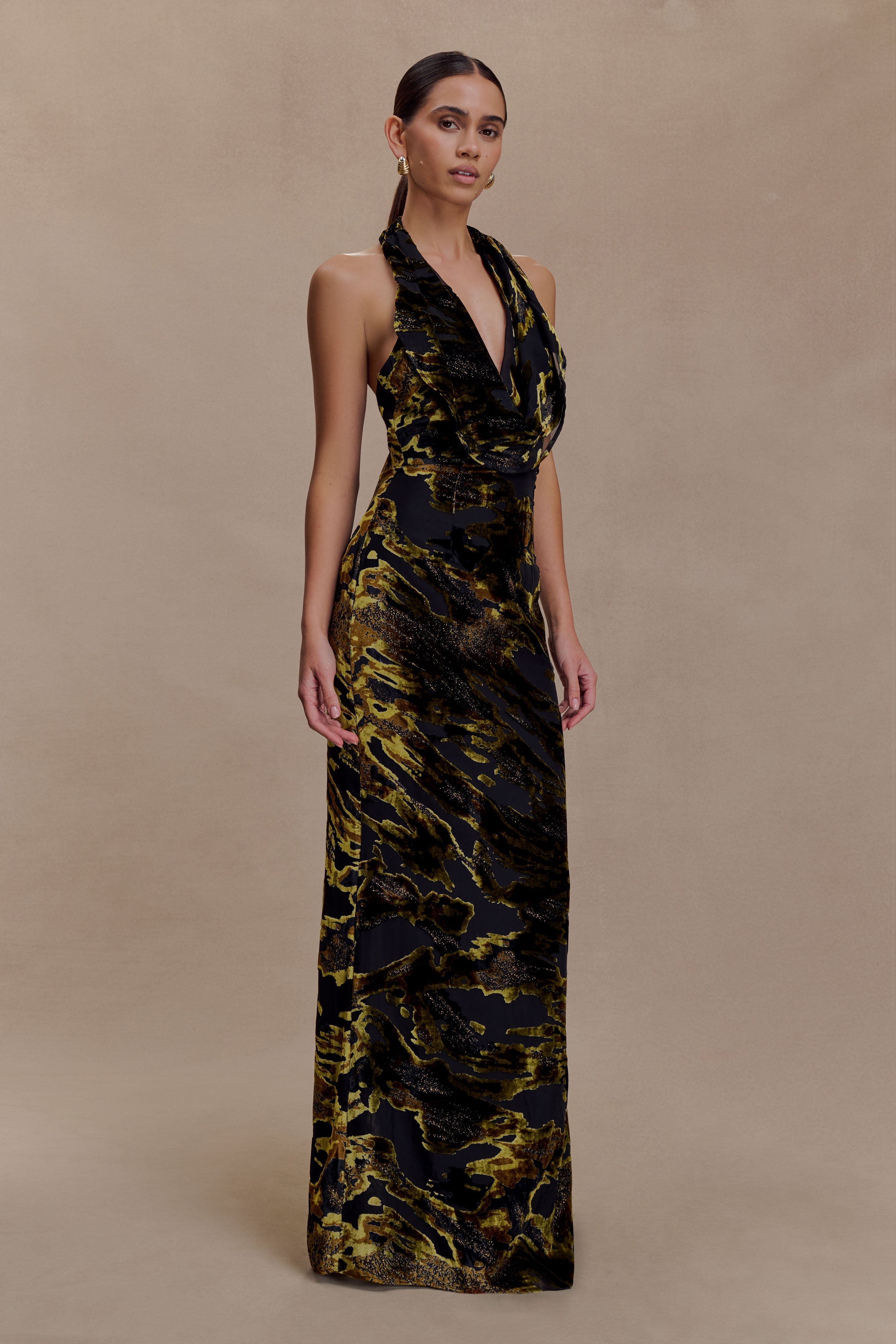 Talila Cowl Front Maxi Dress - Velvet Burnout