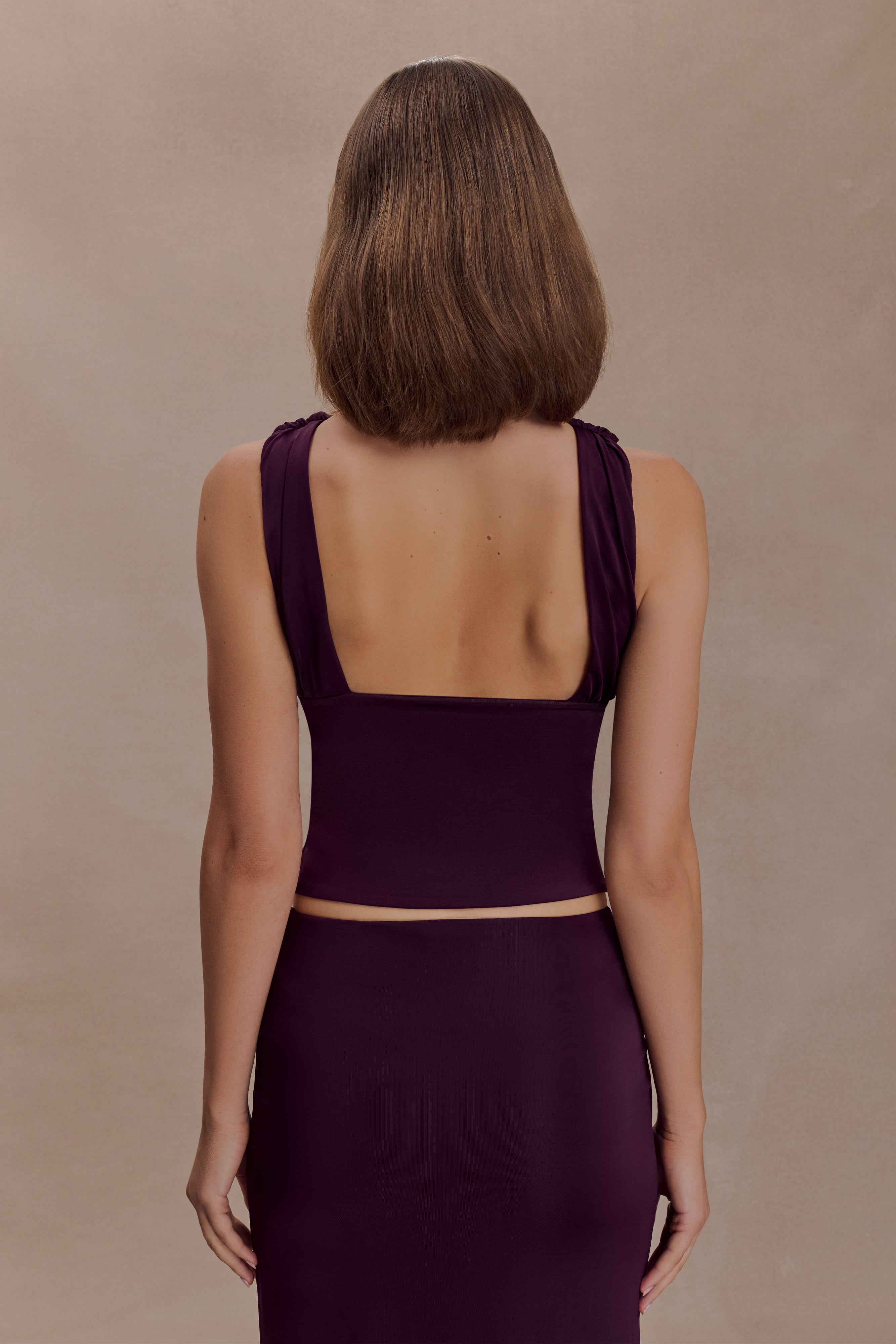 Erina Slinky Open Back Top - Aubergine