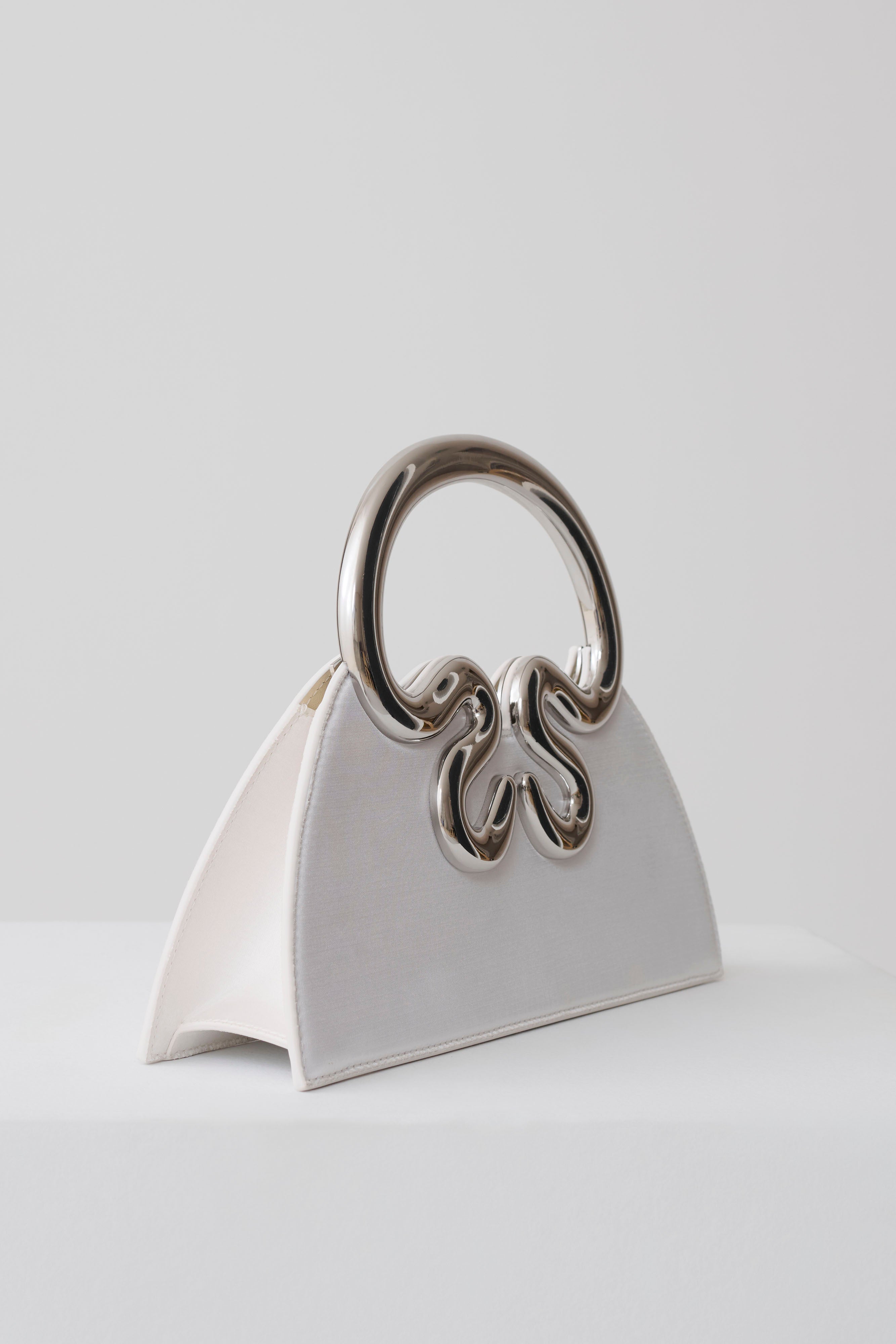 Elianne Satin Frame Clutch Bag - White