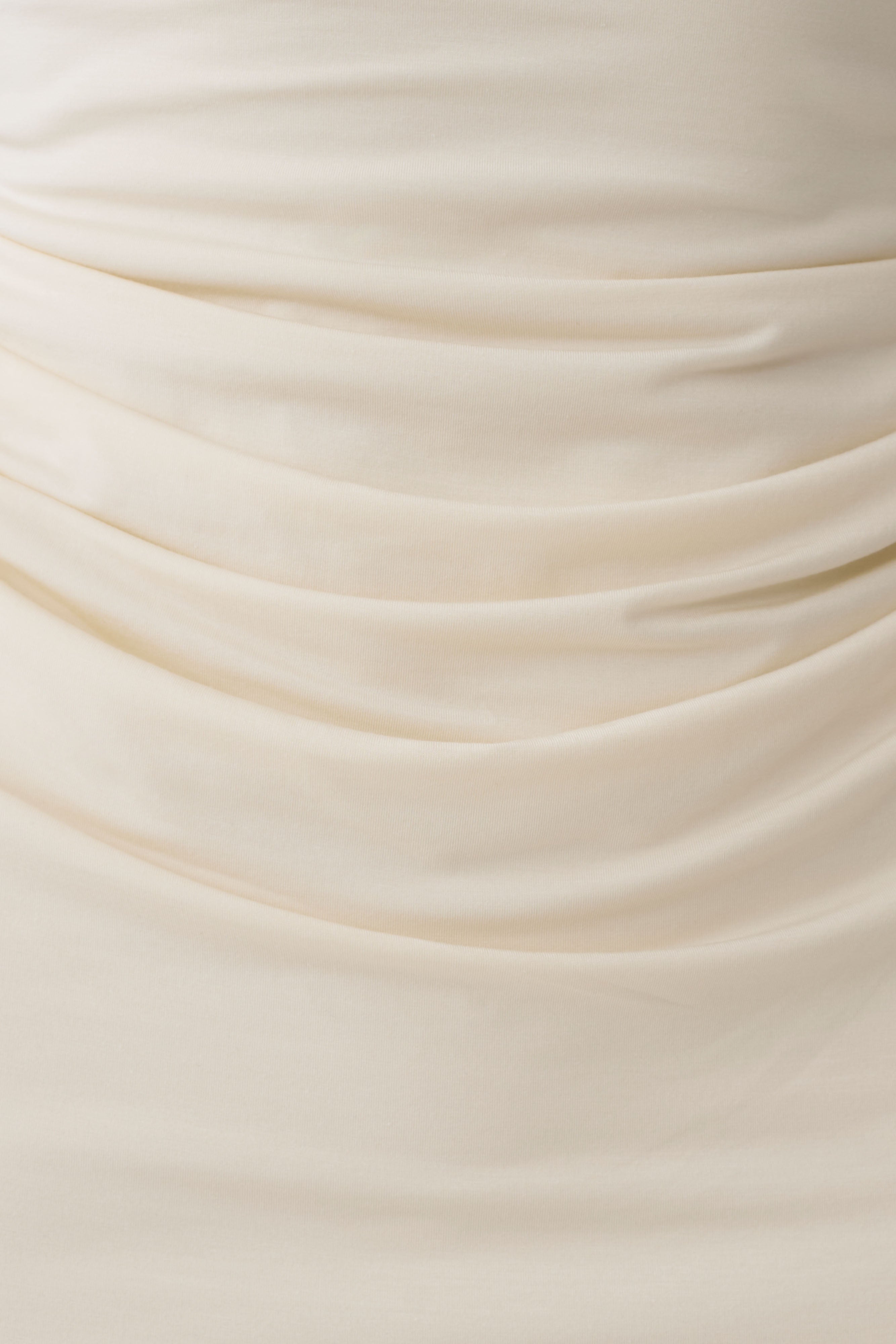 Vina Gathered Jersey Midi Dress - Ivory