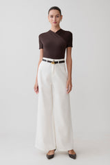 Junie Shortsleeve Cross-Over Bodysuit - Chocolate