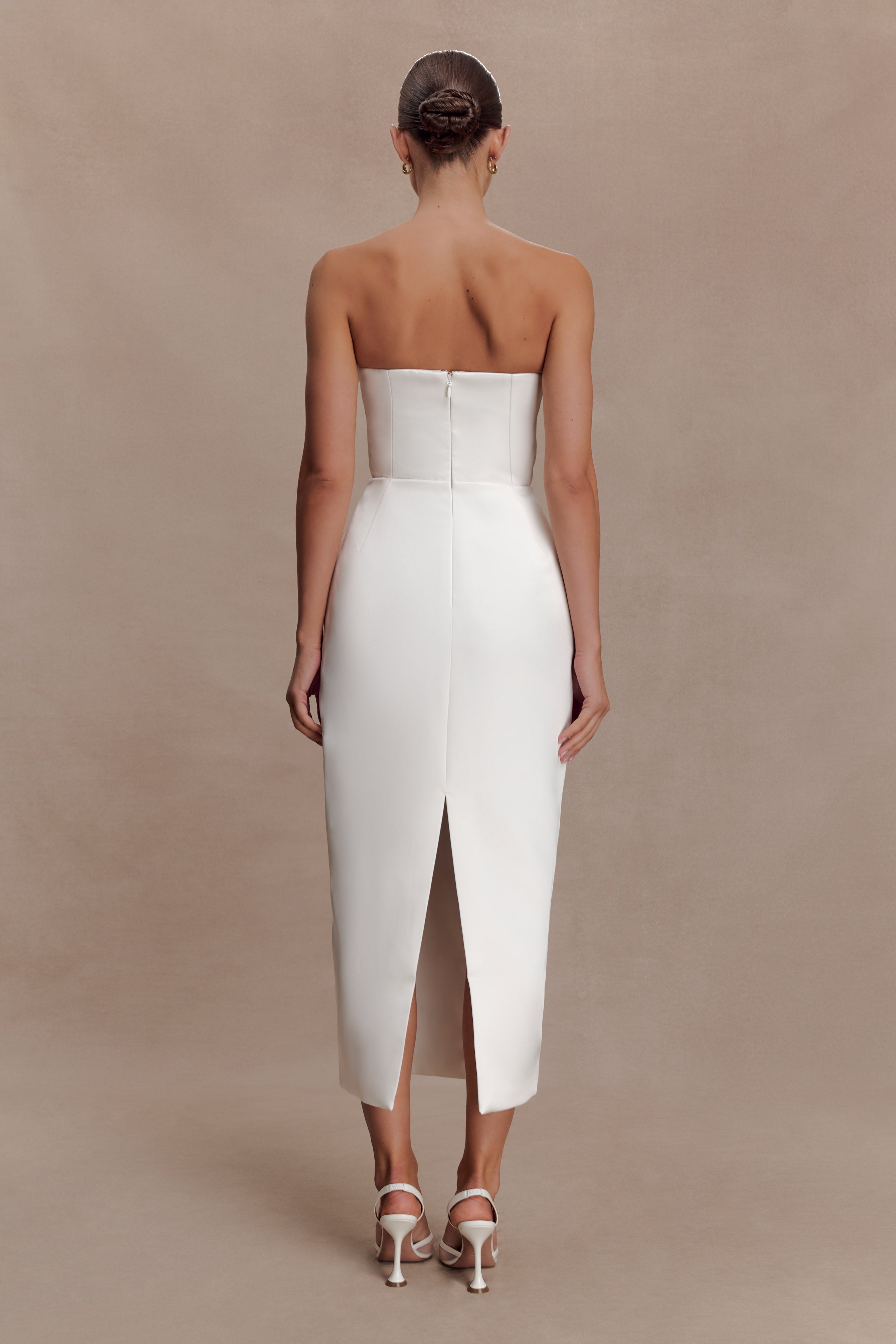 Ophelia Peplum Satin Maxi Dress - Ivory