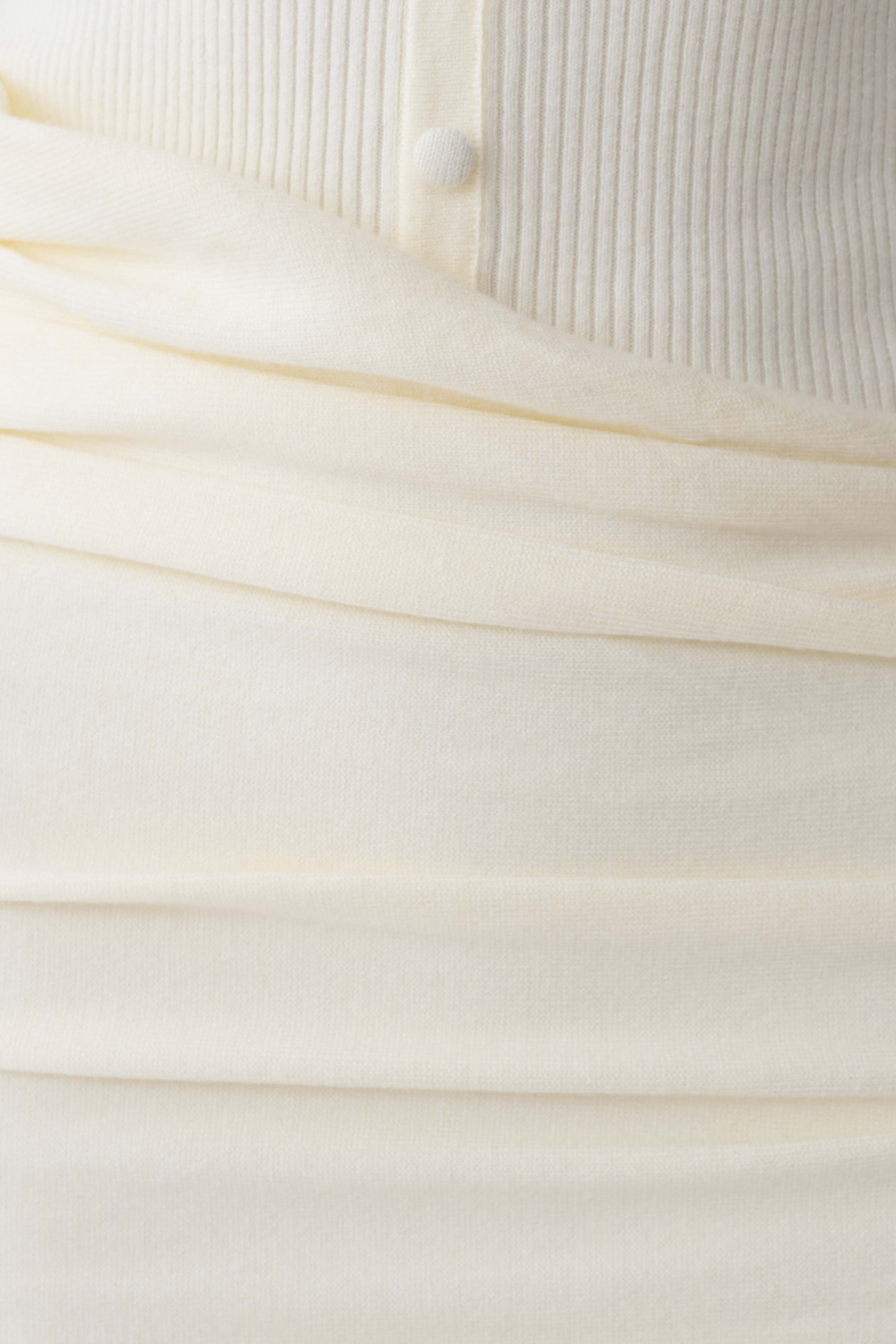 Agness Long Sleeve Button Up Knit Dress - Ivory