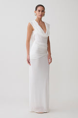 Giulia Chiffon Draped Maxi Dress - White