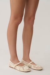 Brighton Lace Applique Flats - Ivory