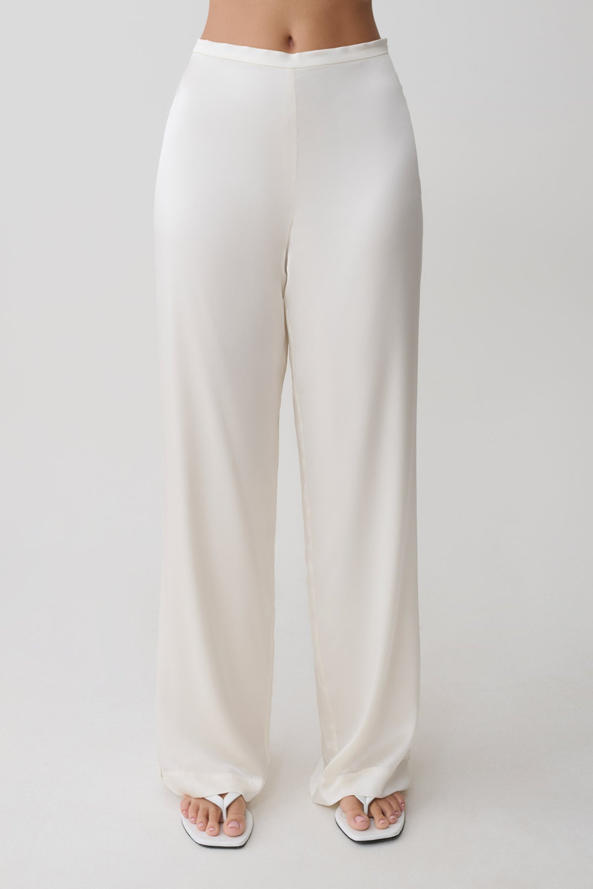 Kayla Silk Blend Straight Leg Pants - Ivory