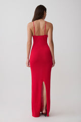 Ashtin Cross Front Knit Maxi Dress - Red