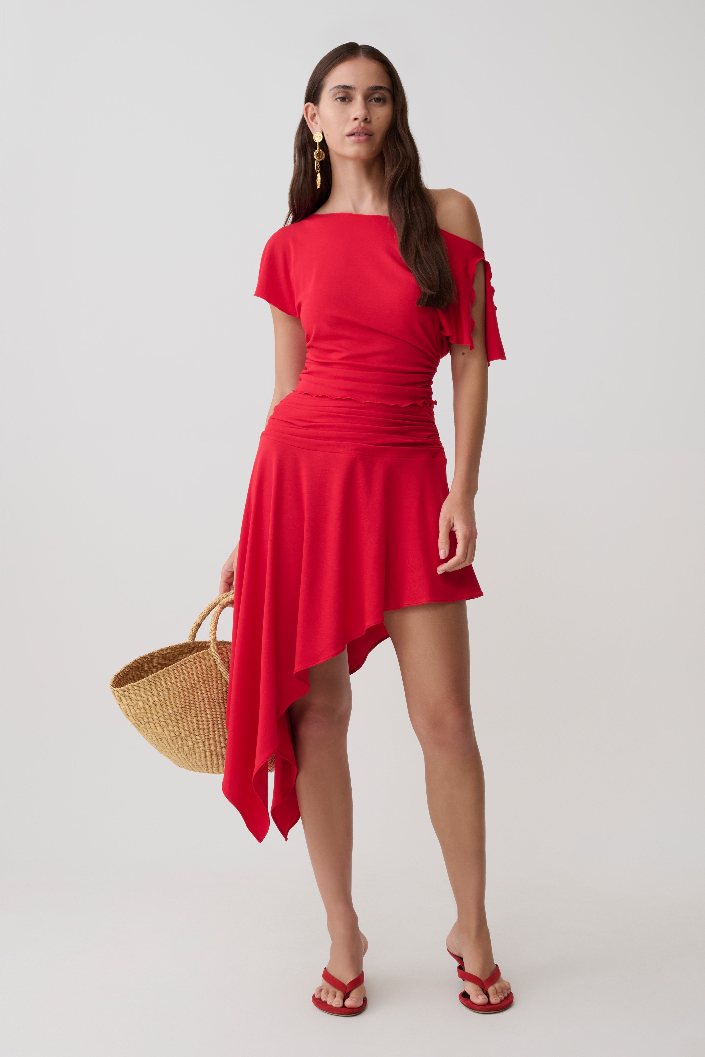 Talise Modal Hankie Midi Skirt - Red