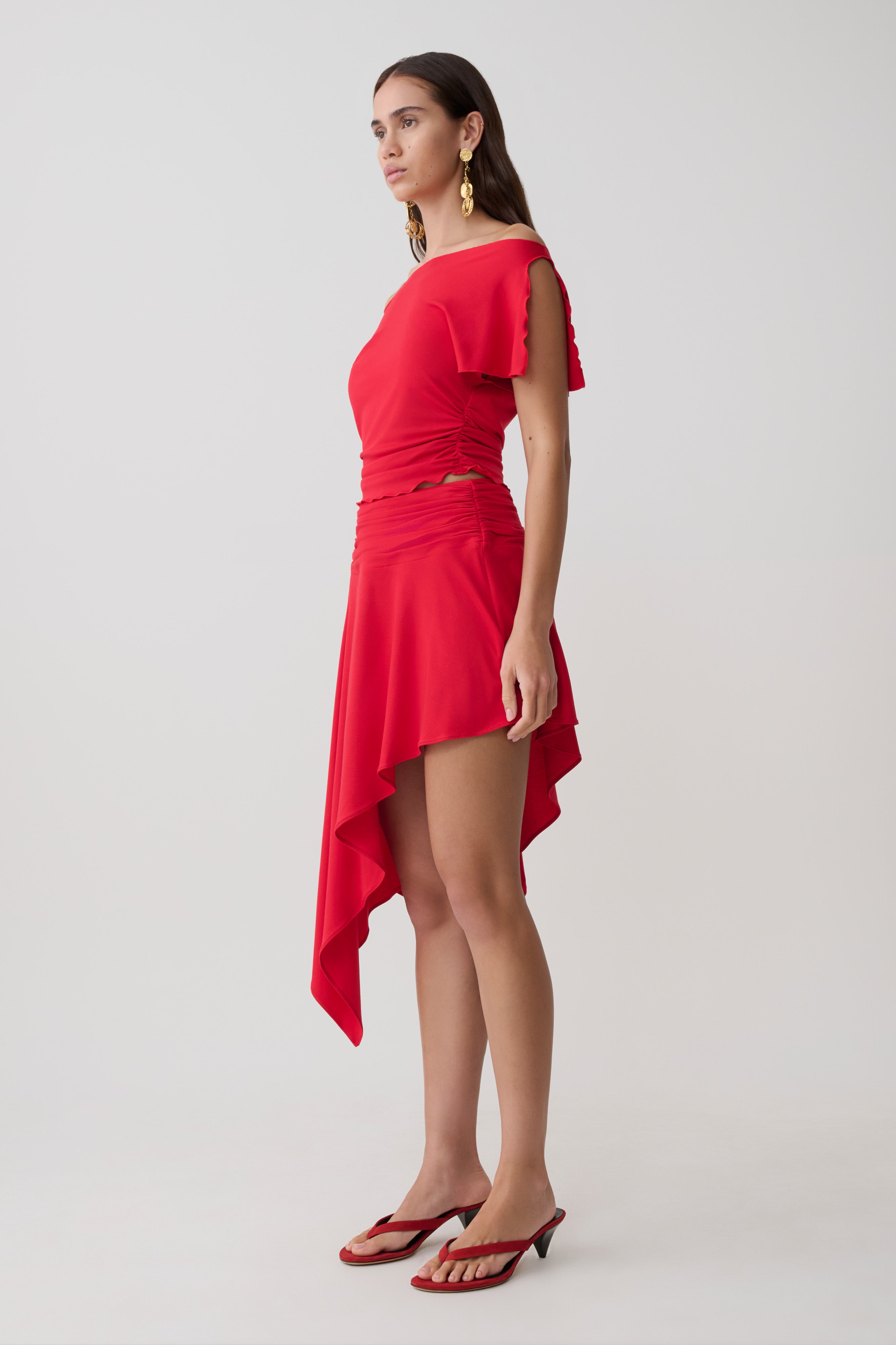 Talise Modal Hankie Midi Skirt - Red