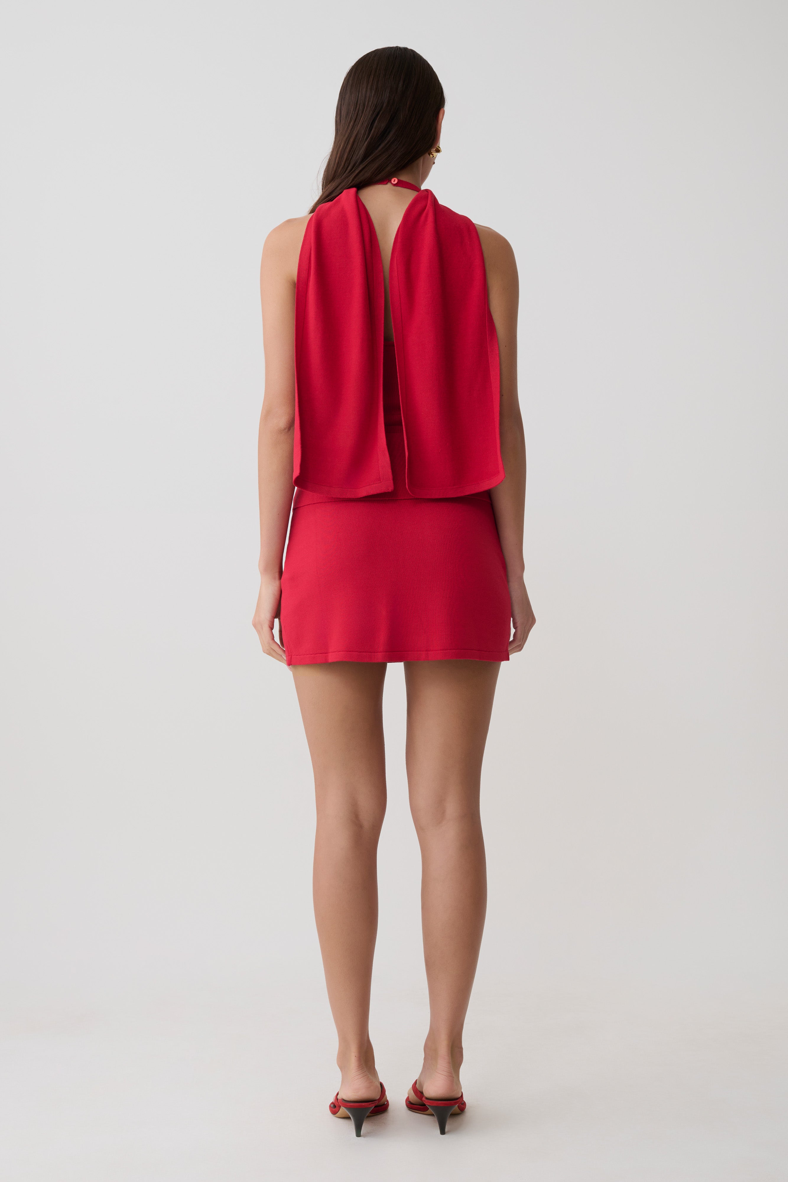 Misty Mid Rise Knit Mini Skirt - Red