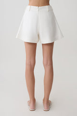 Piper Linen Flare Shorts - White