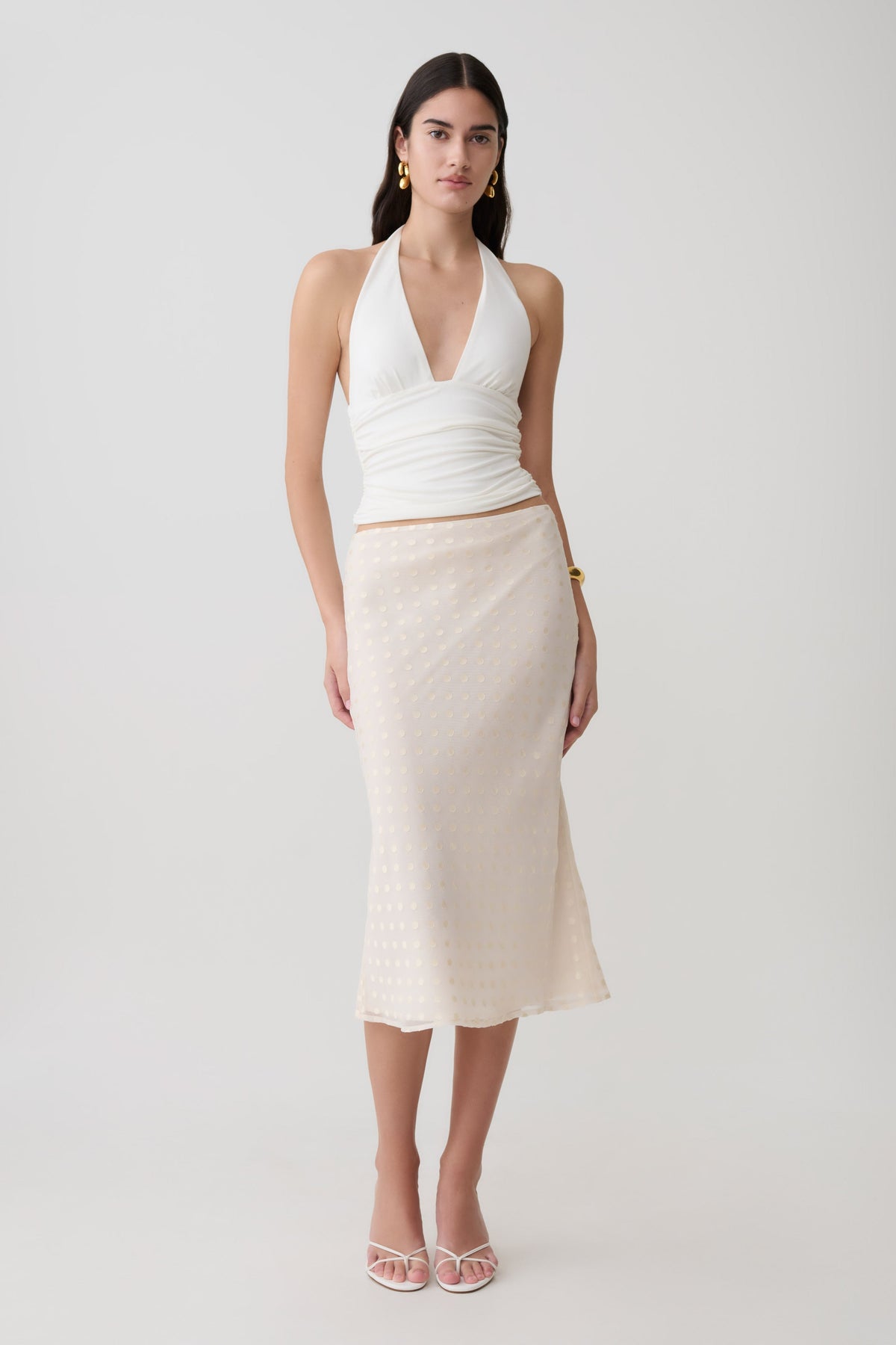 Lilah Devore Midi Skirt - Ivory
