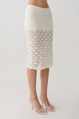 Atlantis Crochet Knit Midi Skirt - White