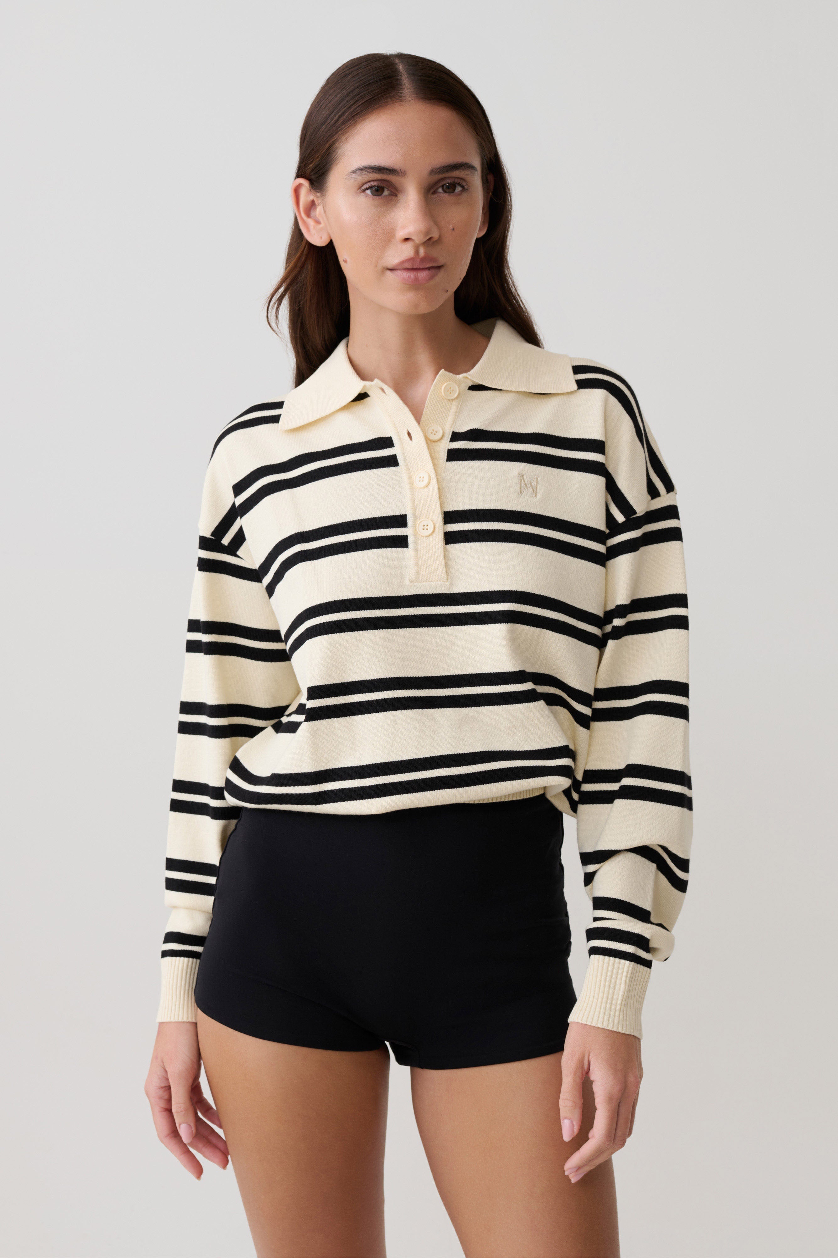 Philly Stripe Long Sleeve Knit Jumper - Ivory/Black