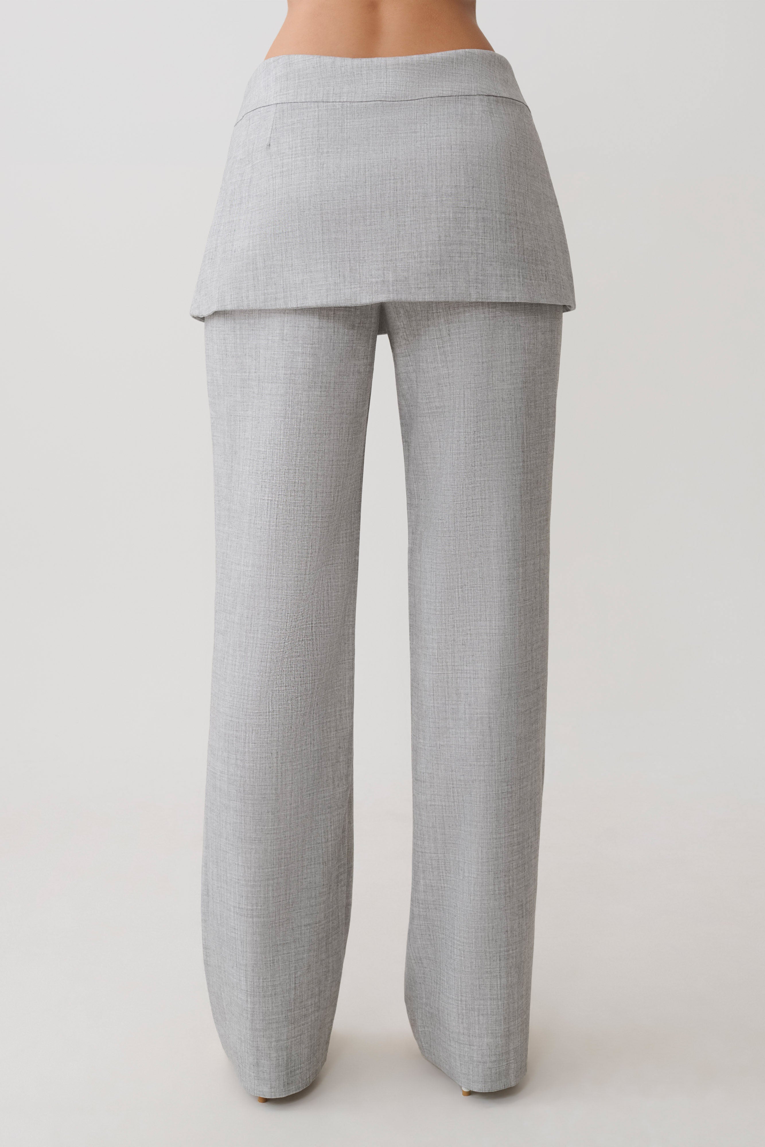 Daisy Wrap Skirt Straight Leg Pants - Charcoal Marle