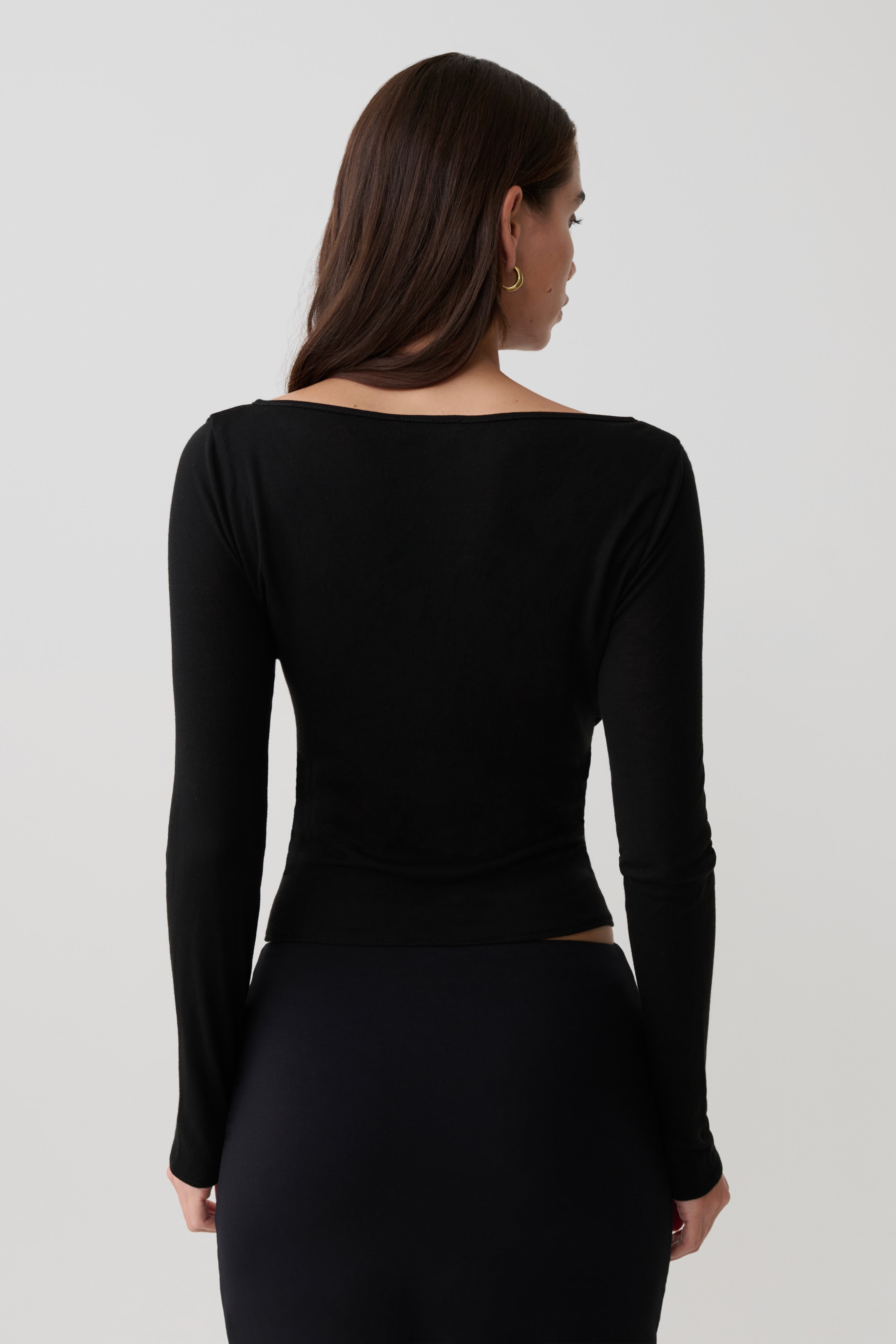 Coraline Long Sleeve Sheer Top - Black