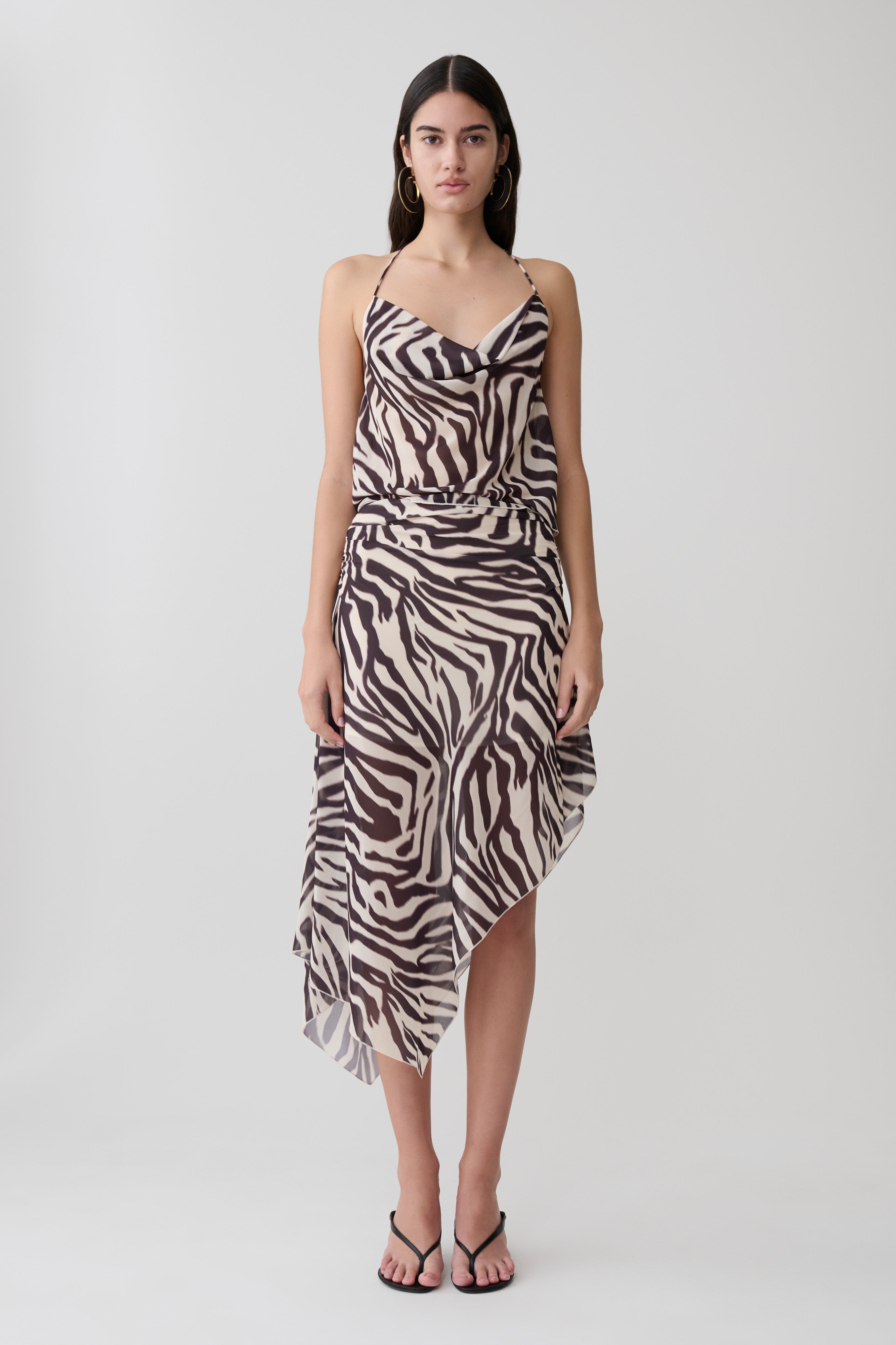 Lana Chiffon Midi Skirt - Abstract Zebra Print